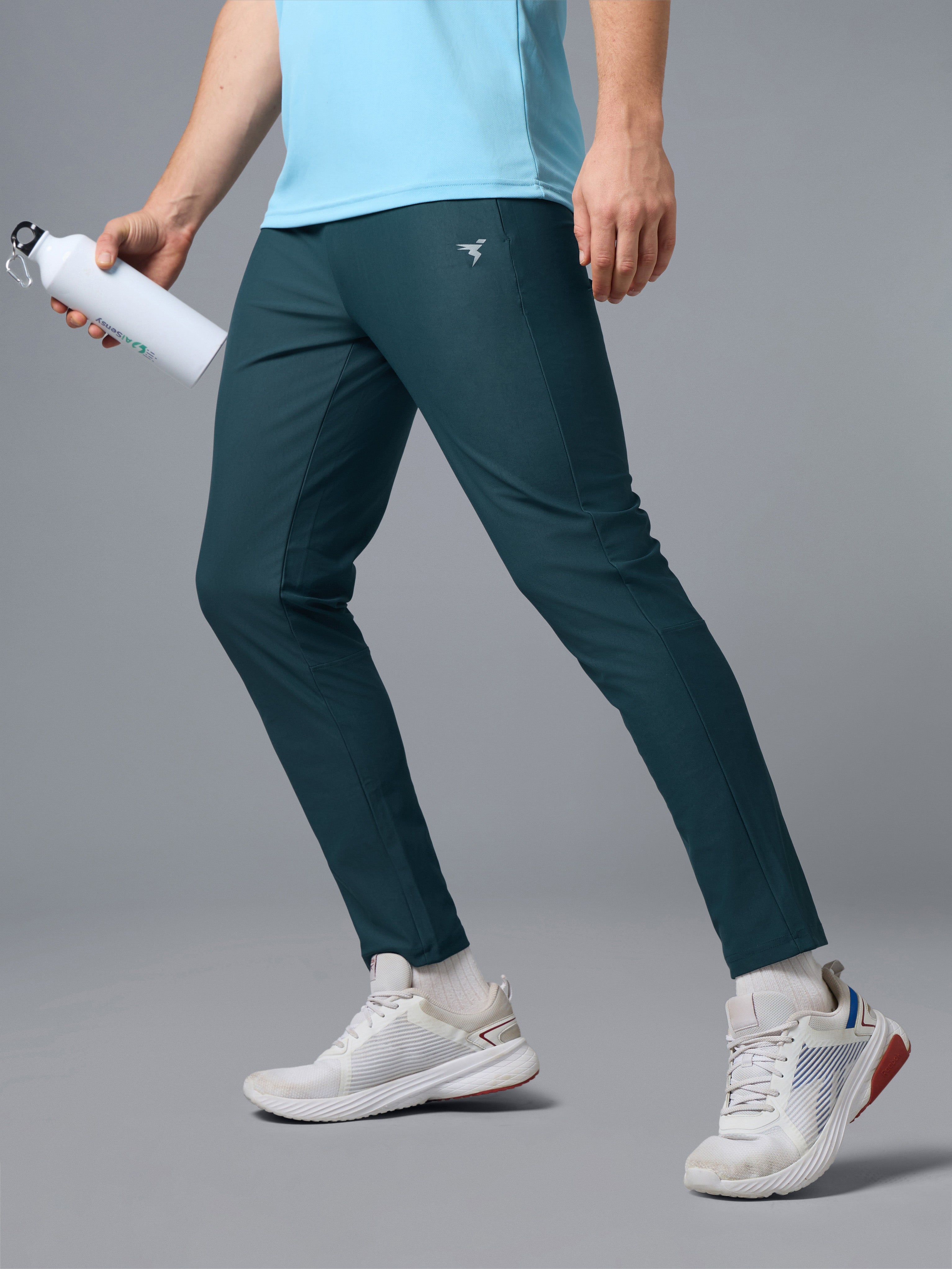 Men Solid Slim Fit Sports Trackpants with DURACOOL+