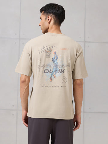 Men Round Neck Back Printed Active Out Regular Fit T-Shirt with ELASTOPLUS