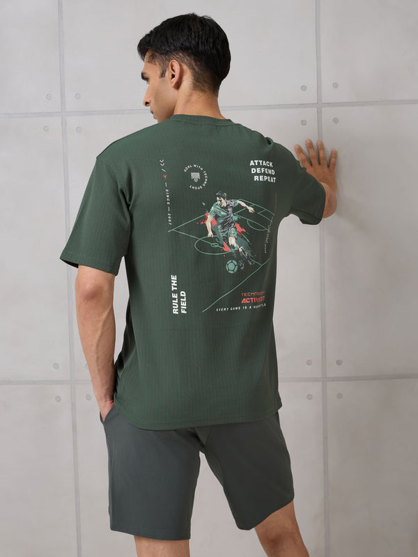 Men Round Neck Back Printed Active Out Regular Fit T-Shirt with ELASTOPLUS