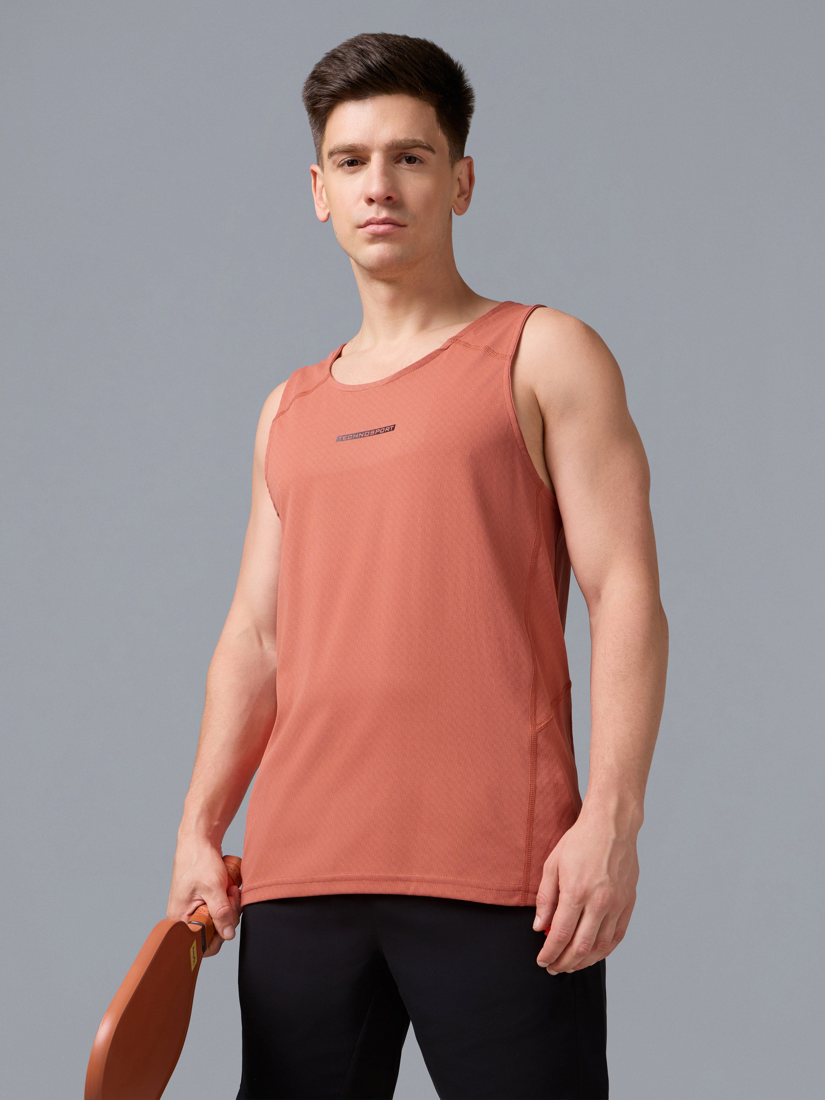 Men Jacquard Slim Fit Crew Neck Innerwear Vest with ELASTO LITE