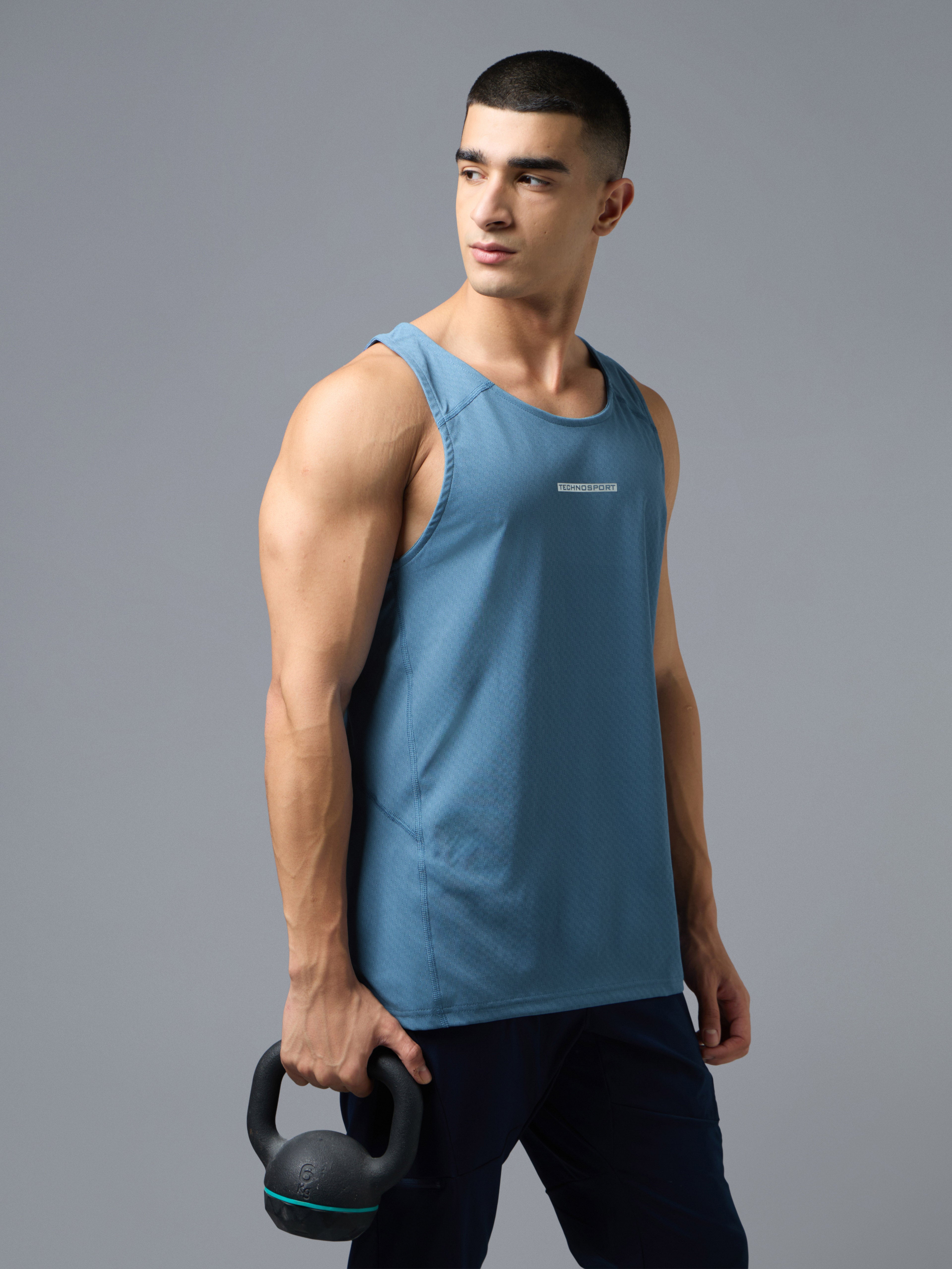 Men Jacquard Slim Fit Crew Neck Innerwear Vest with ELASTO LITE