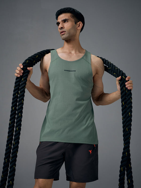 Men Jacquard Slim Fit Crew Neck Innerwear Vest with ELASTO LITE