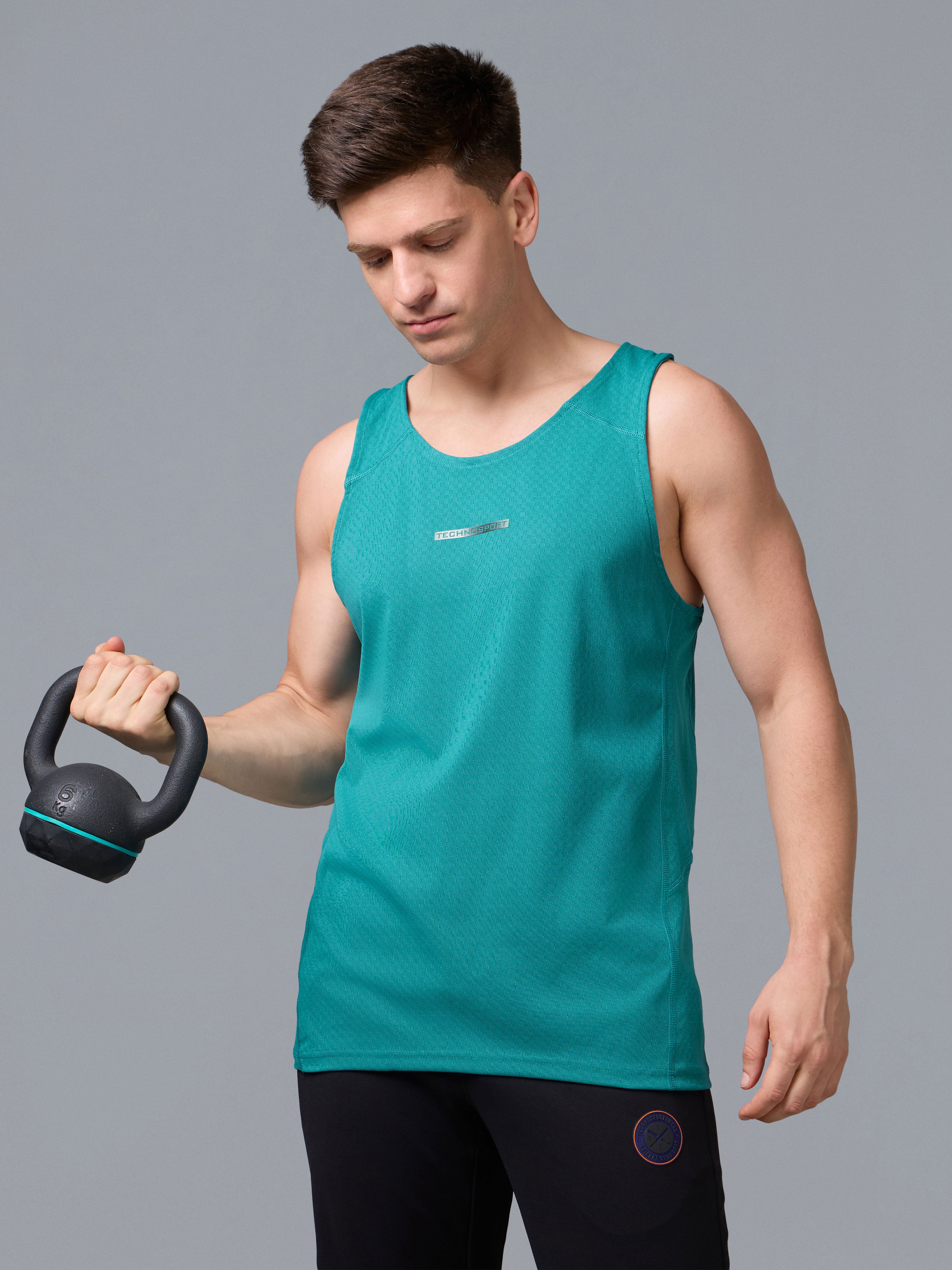 Men Jacquard Slim Fit Crew Neck Innerwear Vest with ELASTO LITE
