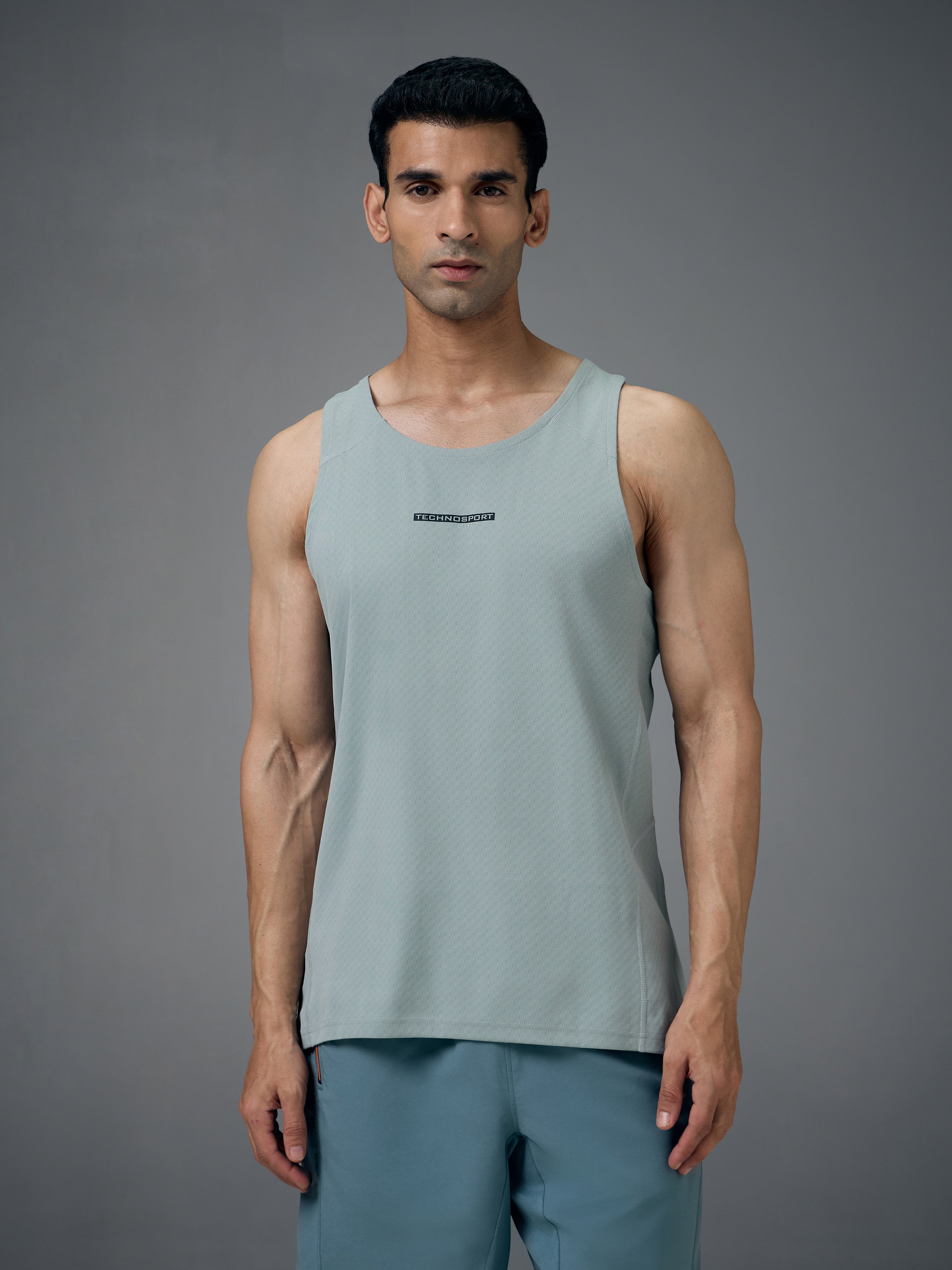 Men Jacquard Slim Fit Crew Neck Innerwear Vest with ELASTO LITE