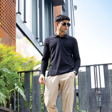 Men Solid Active Out Polo Neck T-shirt with COTFLEX