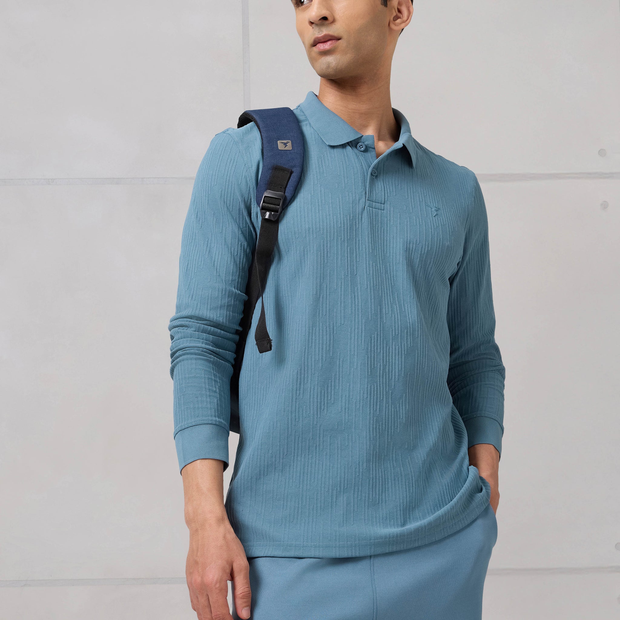 Men Solid Active Out Polo Neck T-shirt with COTFLEX