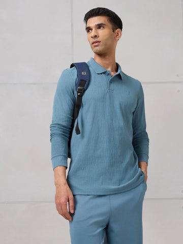 Men Solid Active Out Polo Neck T-shirt with COTFLEX