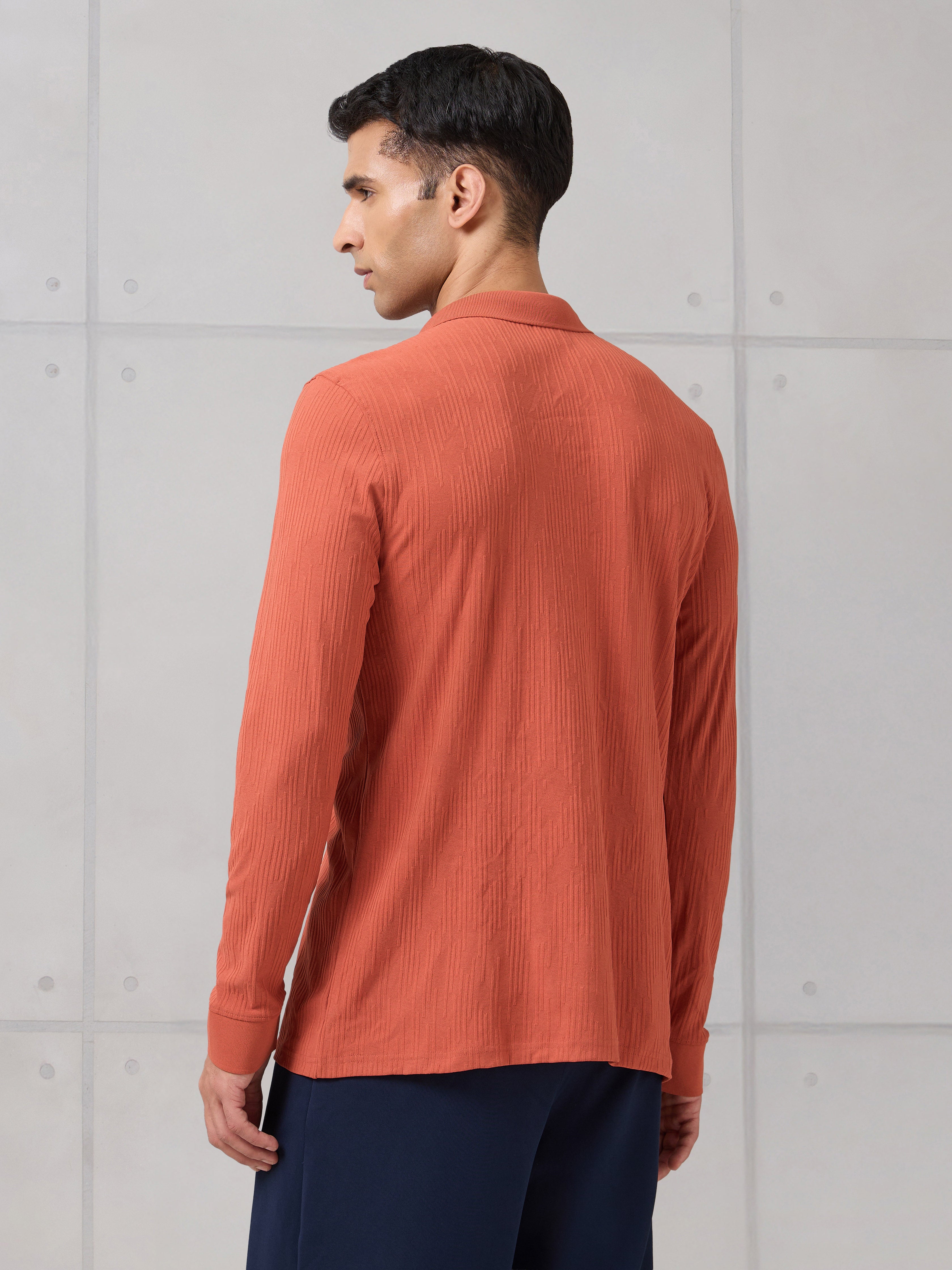 スス ACLENT Relaxy polo neck long tee KEX Men's Solid Zip Polo Neck Full Sleeve T-Shirt – Premium Cotton