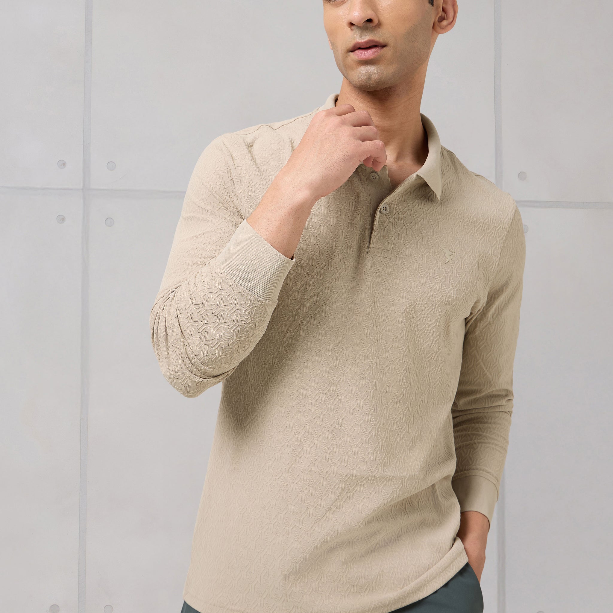 Men Solid Active Out Polo Neck T-shirt with COTFLEX