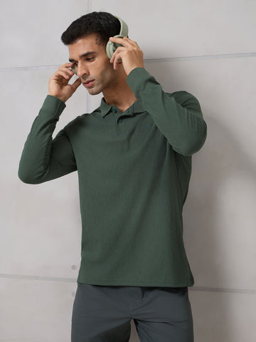 Men Solid Active Out Polo Neck T-shirt with COTFLEX