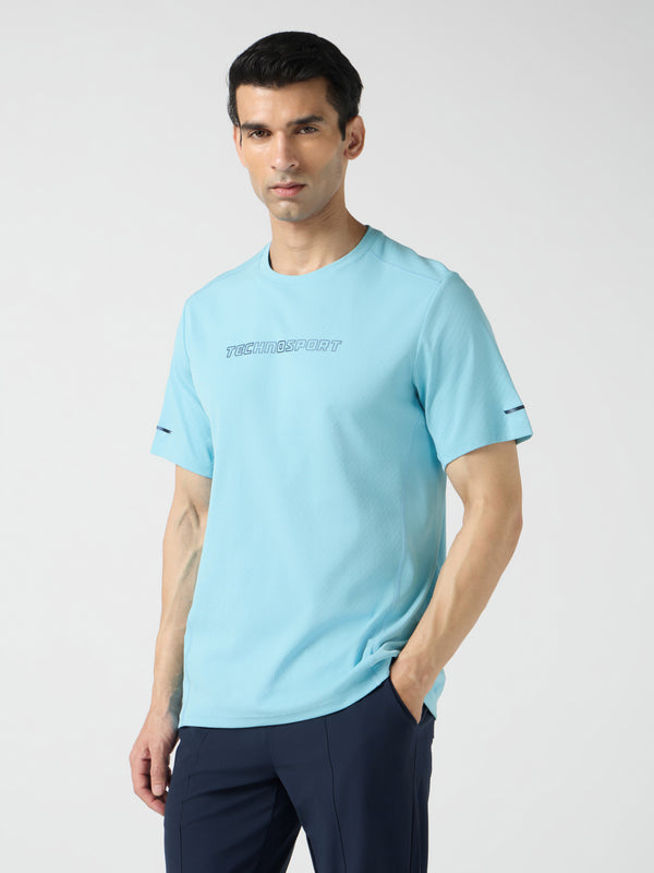 Men Printed Slim Fit Henley Neck Sports T-Shirt with ELASTOLITE