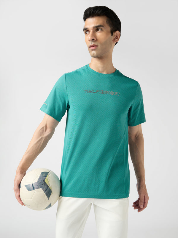 Men Printed Slim Fit Henley Neck Sports T-Shirt with ELASTOLITE