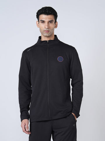 Men Solid Slim Fit Mock Neck Jacket with ELASTO PLUS