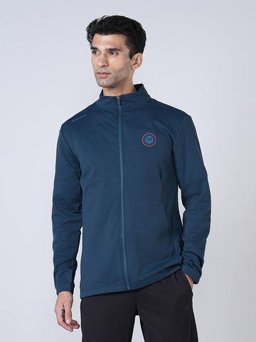 Men Solid Slim Fit Mock Neck Jacket with ELASTO PLUS