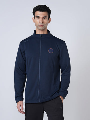 Men Solid Slim Fit Mock Neck Jacket with ELASTO PLUS