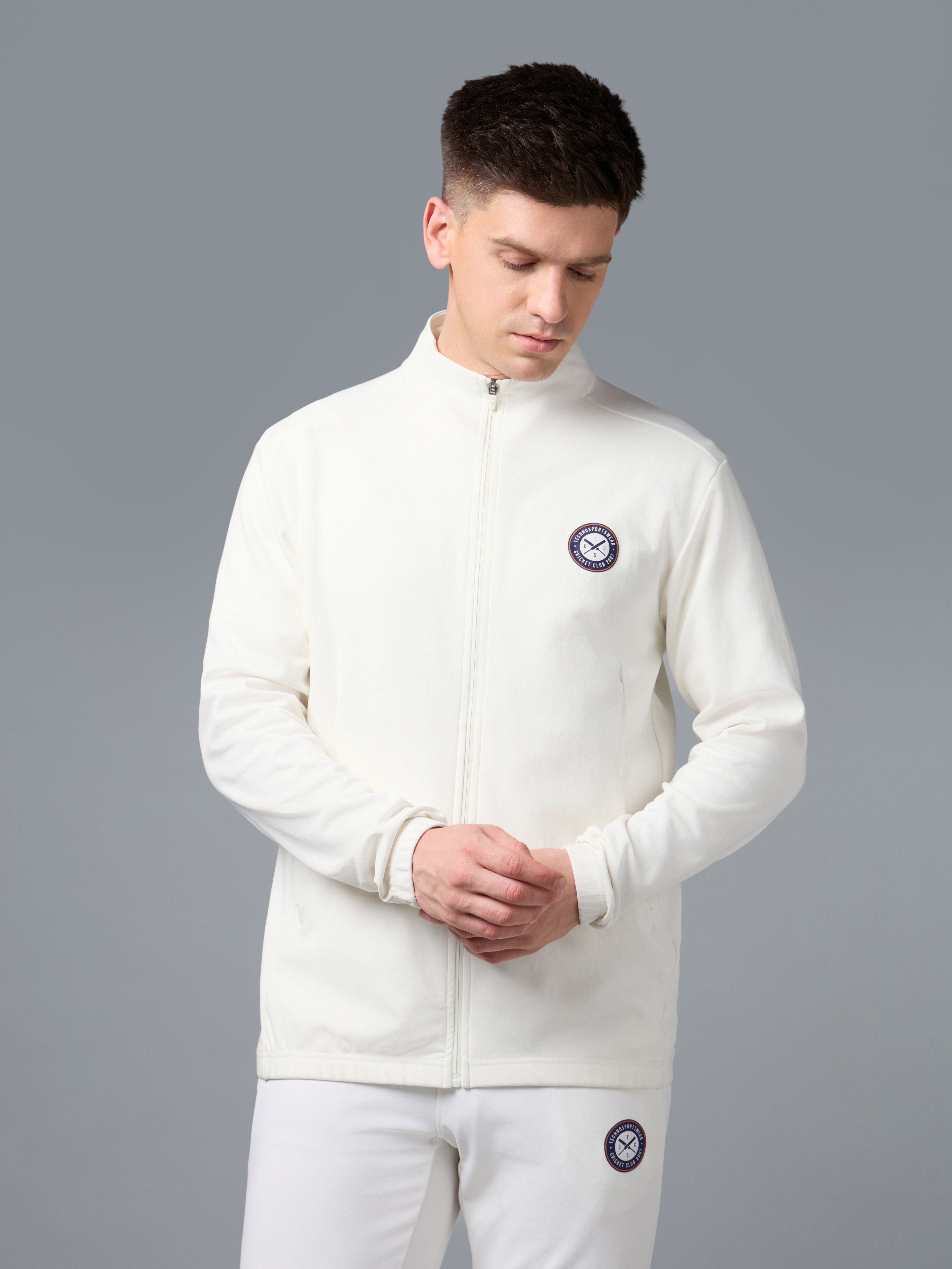 Men Solid Slim Fit Mock Neck Jacket with ELASTO PLUS