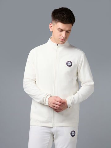 Men Solid Slim Fit Mock Neck Jacket with ELASTO PLUS