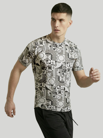Men Printed Slim Fit Crew Neck T-shirt with MATPIQ