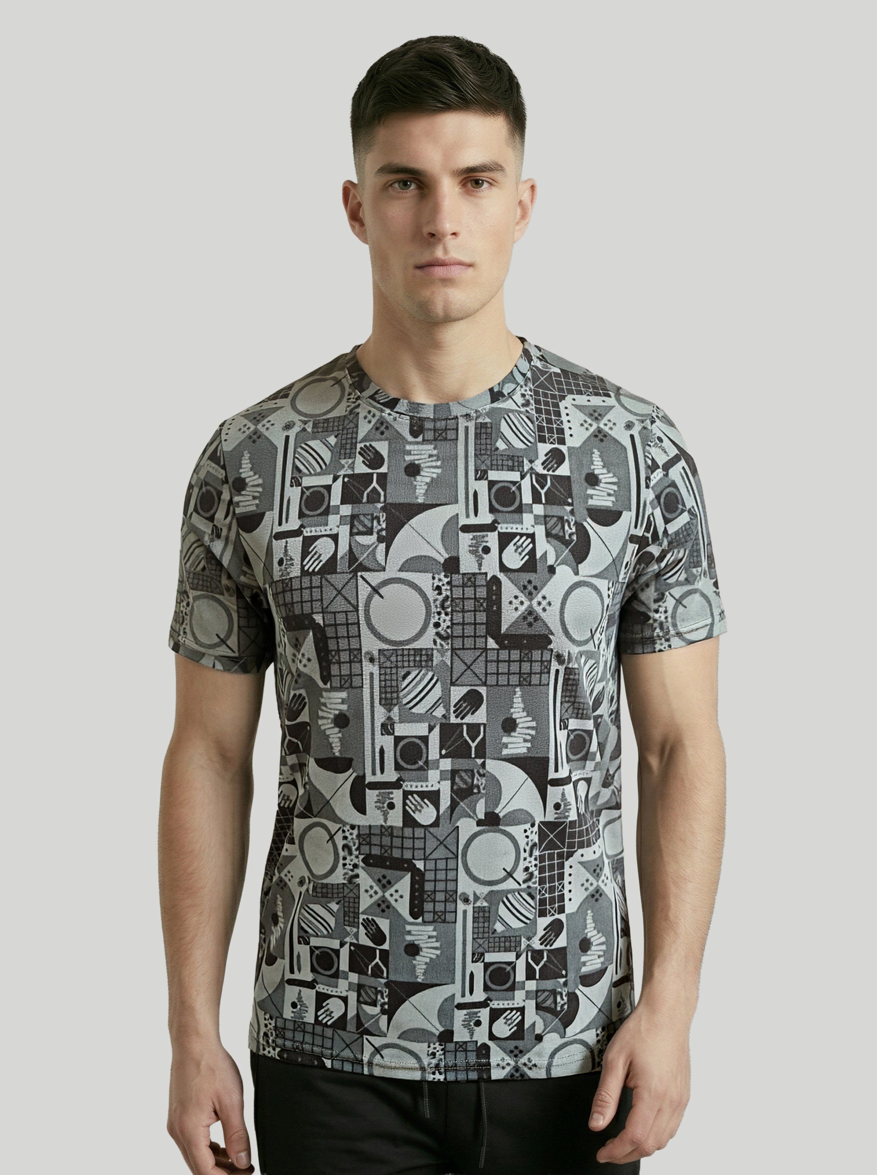Men Printed Slim Fit Crew Neck T-shirt with MATPIQ