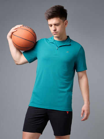 Men's Mock Neck Half Sleeve Gym T-Shirt With TECHNOCOOL+