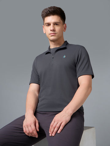 Men's Mock Neck Half Sleeve Gym T-Shirt With TECHNOCOOL+
