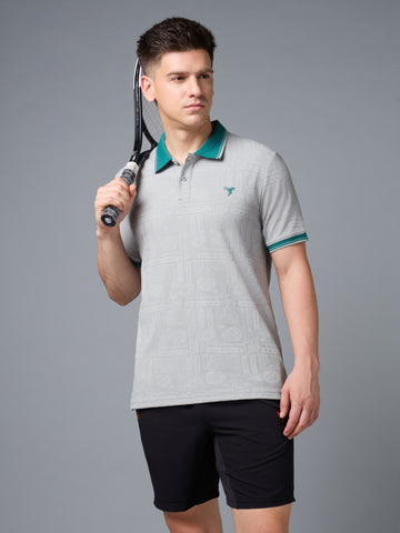 Men Jacquard Casual Regular Fit Athletic Polo T-Shirt with COTFLEX