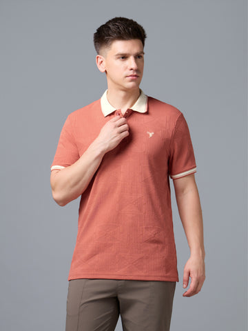 Men Jacquard Casual Regular Fit Athletic Polo T-Shirt with COTFLEX
