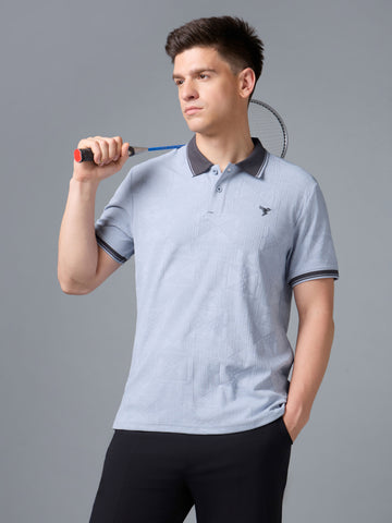 Men Jacquard Casual Regular Fit Athletic Polo T-Shirt with COTFLEX