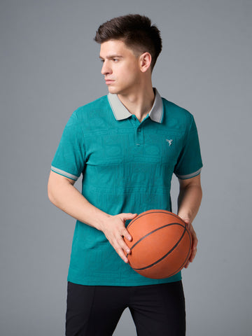 Men Jacquard Casual Regular Fit Athletic Polo T-Shirt with COTFLEX