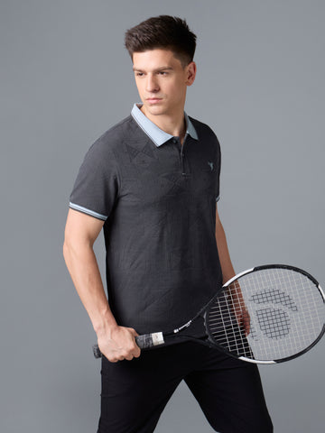 Men Jacquard Casual Regular Fit Athletic Polo T-Shirt with COTFLEX