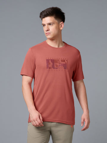 Men Printed Regular Fit Round Neck T-shirt with TECHNO COOL+