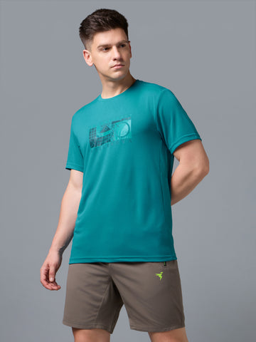 Men Printed Regular Fit Round Neck T-shirt with TECHNO COOL+