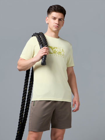 Men Printed Regular Fit Round Neck T-shirt with TECHNO COOL+