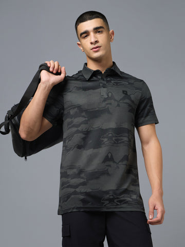 Men Jacquard Slim Polo Neck T-shirt with DOUBLECOOL