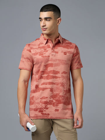 Men Jacquard Slim Polo Neck T-shirt with DOUBLECOOL