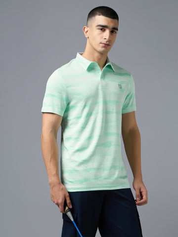 Men Jacquard Slim Polo Neck T-shirt with DOUBLECOOL