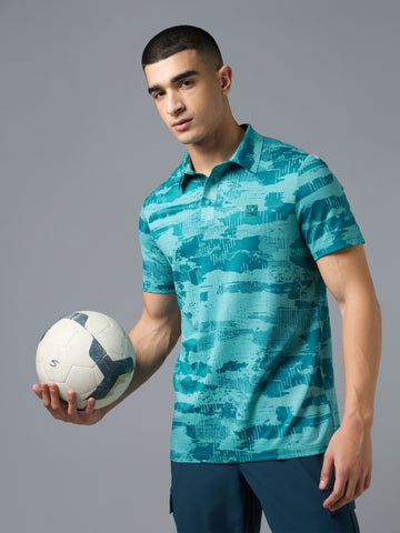 Men Jacquard Slim Polo Neck T-shirt with DOUBLECOOL