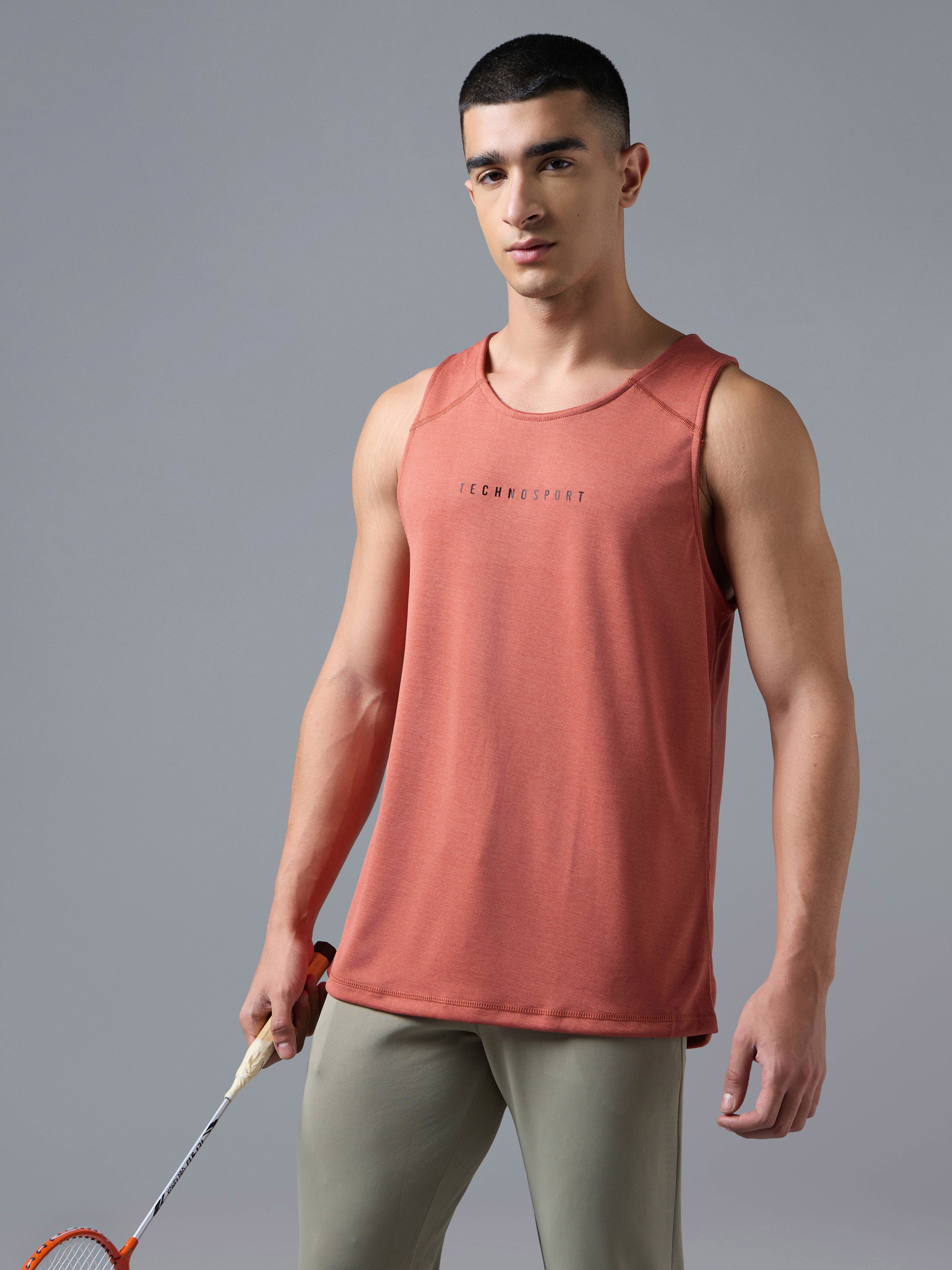 Men Slim Fit Round Neck Sports Innerwear Vest with DOUBLE COOL