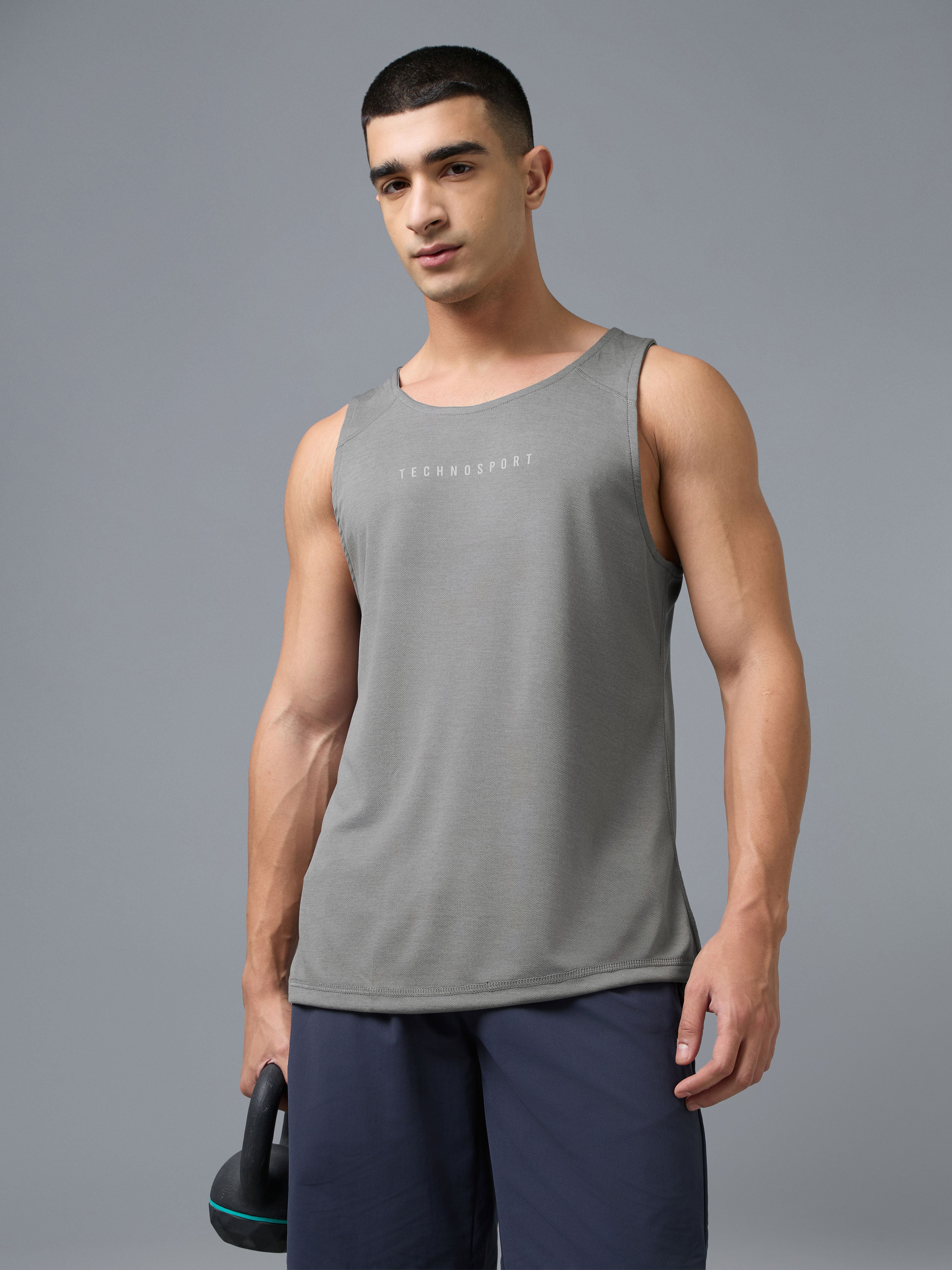 Men Slim Fit Round Neck Sports Innerwear Vest with DOUBLE COOL