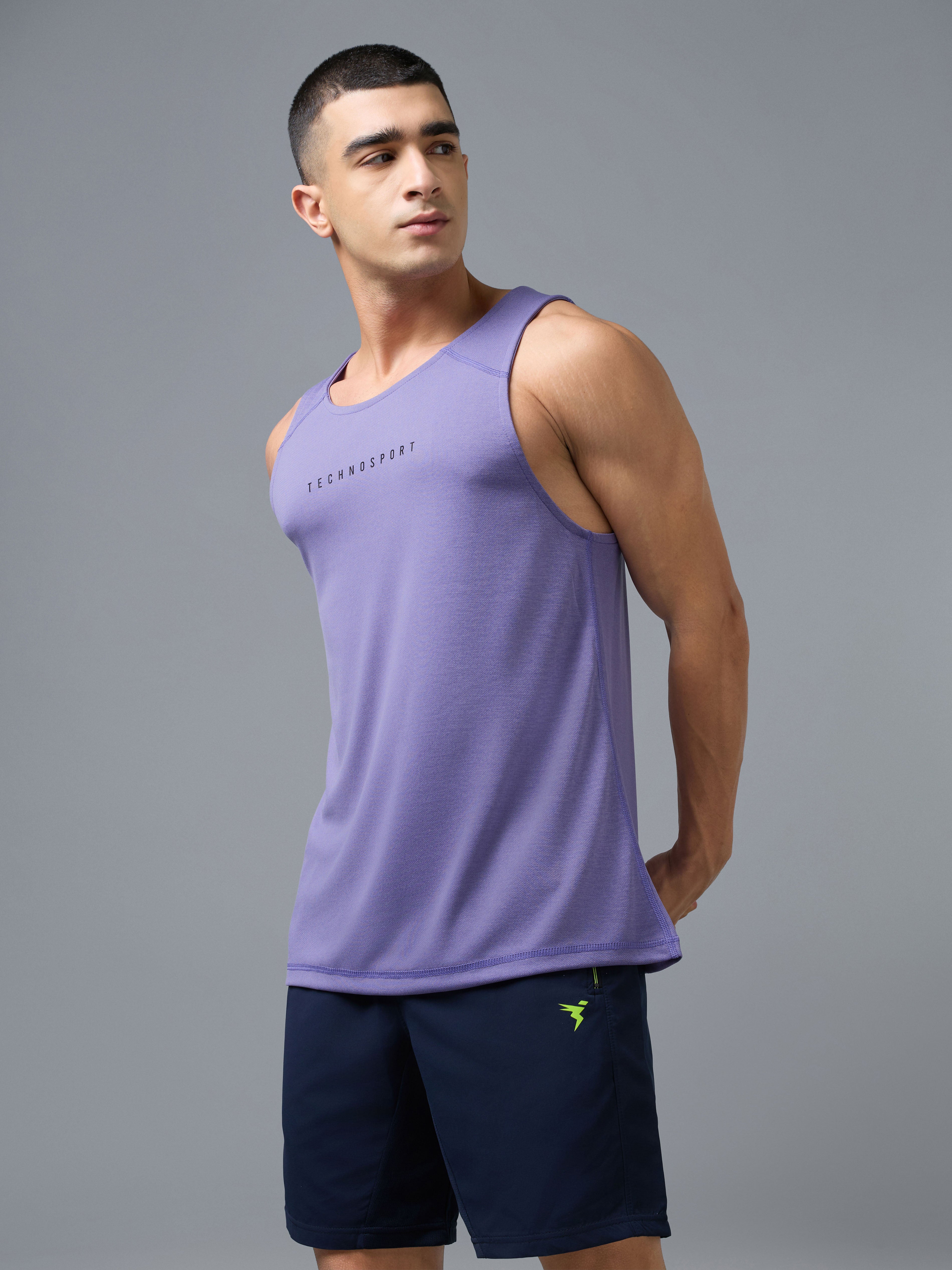 Men Slim Fit Round Neck Sports Innerwear Vest with DOUBLE COOL