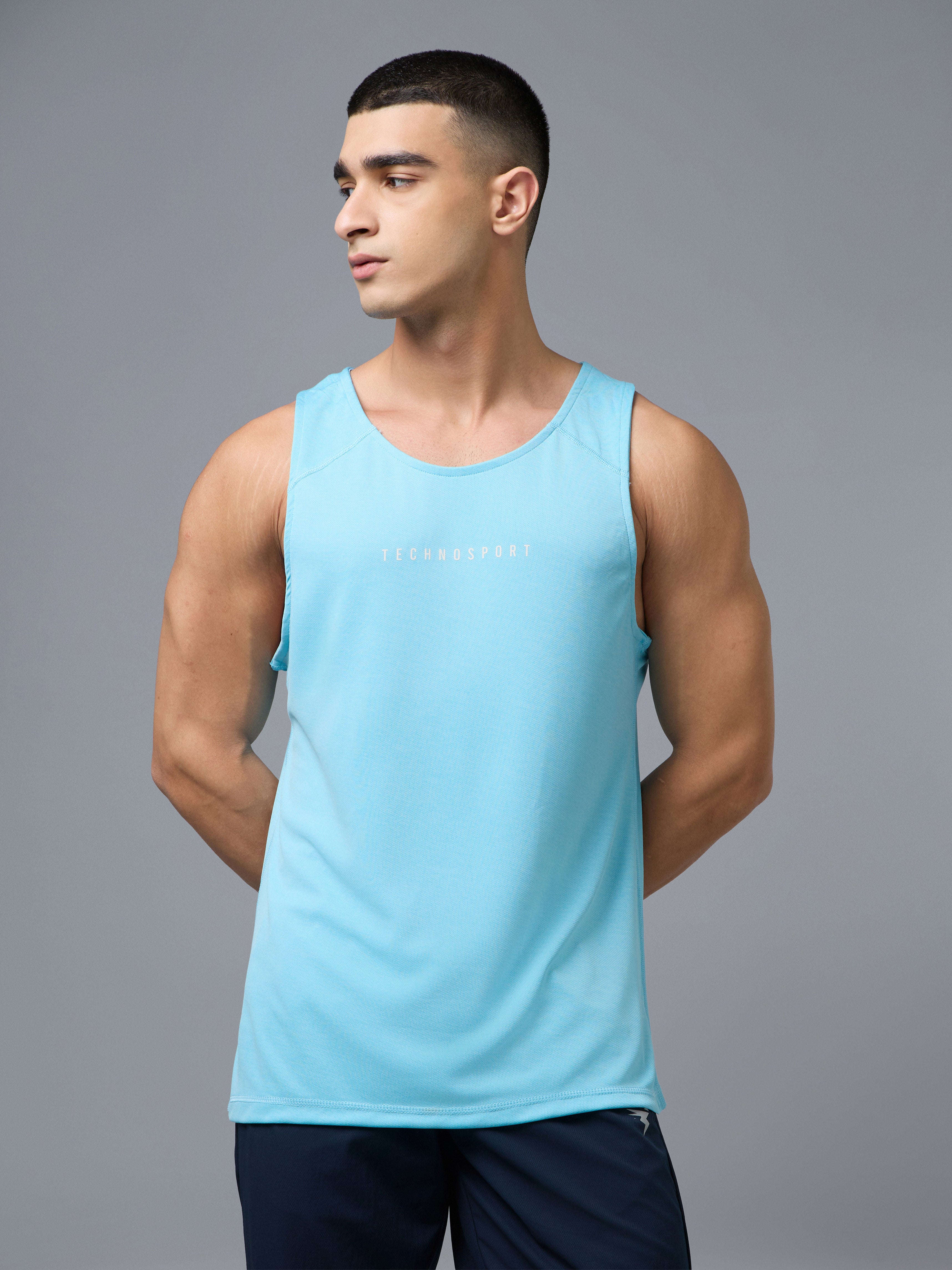Men Slim Fit Round Neck Sports Innerwear Vest with DOUBLE COOL