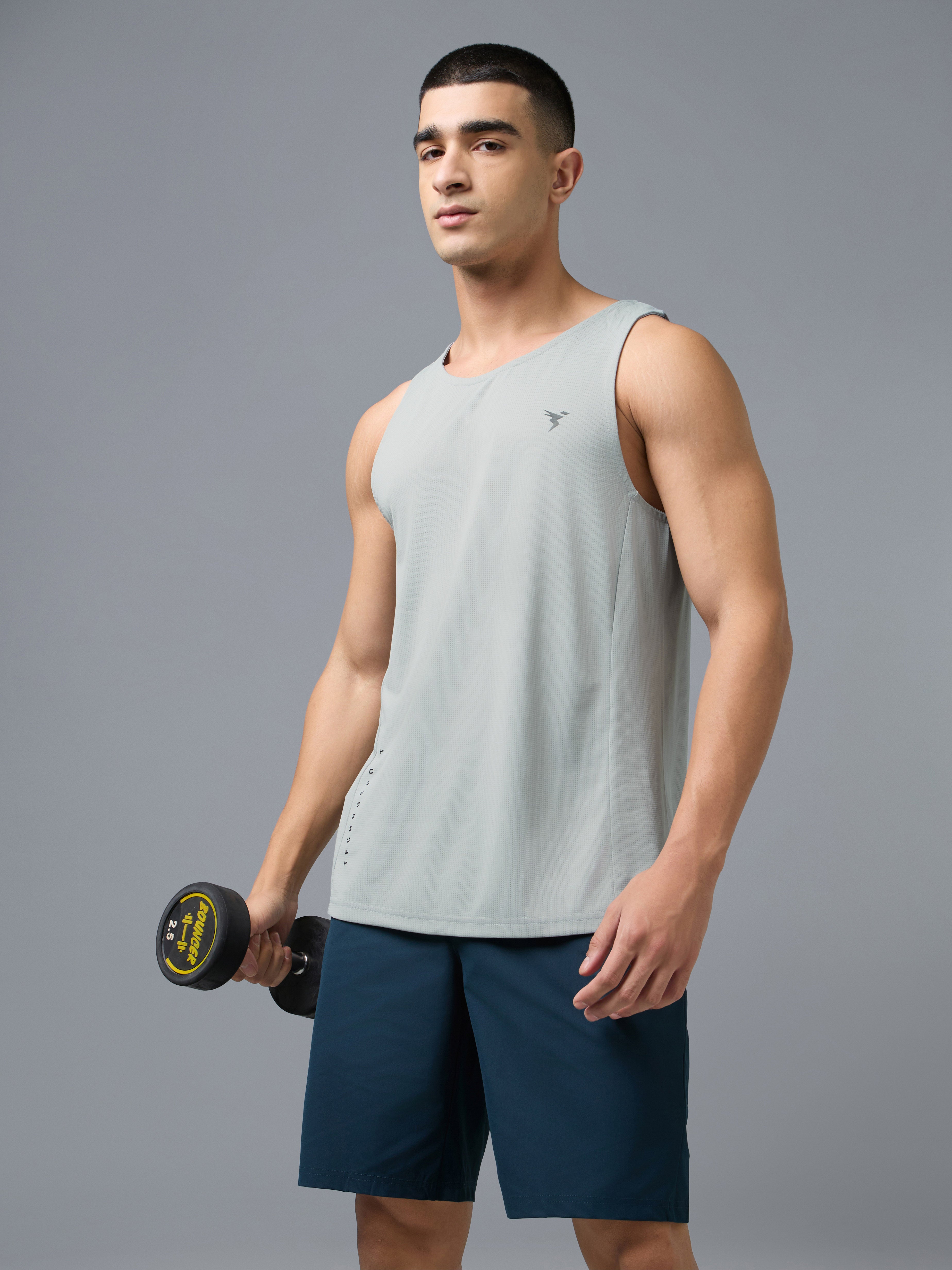 Men Jacquard Slim Fit Crew Neck Innerwear Vest with VENTMESH