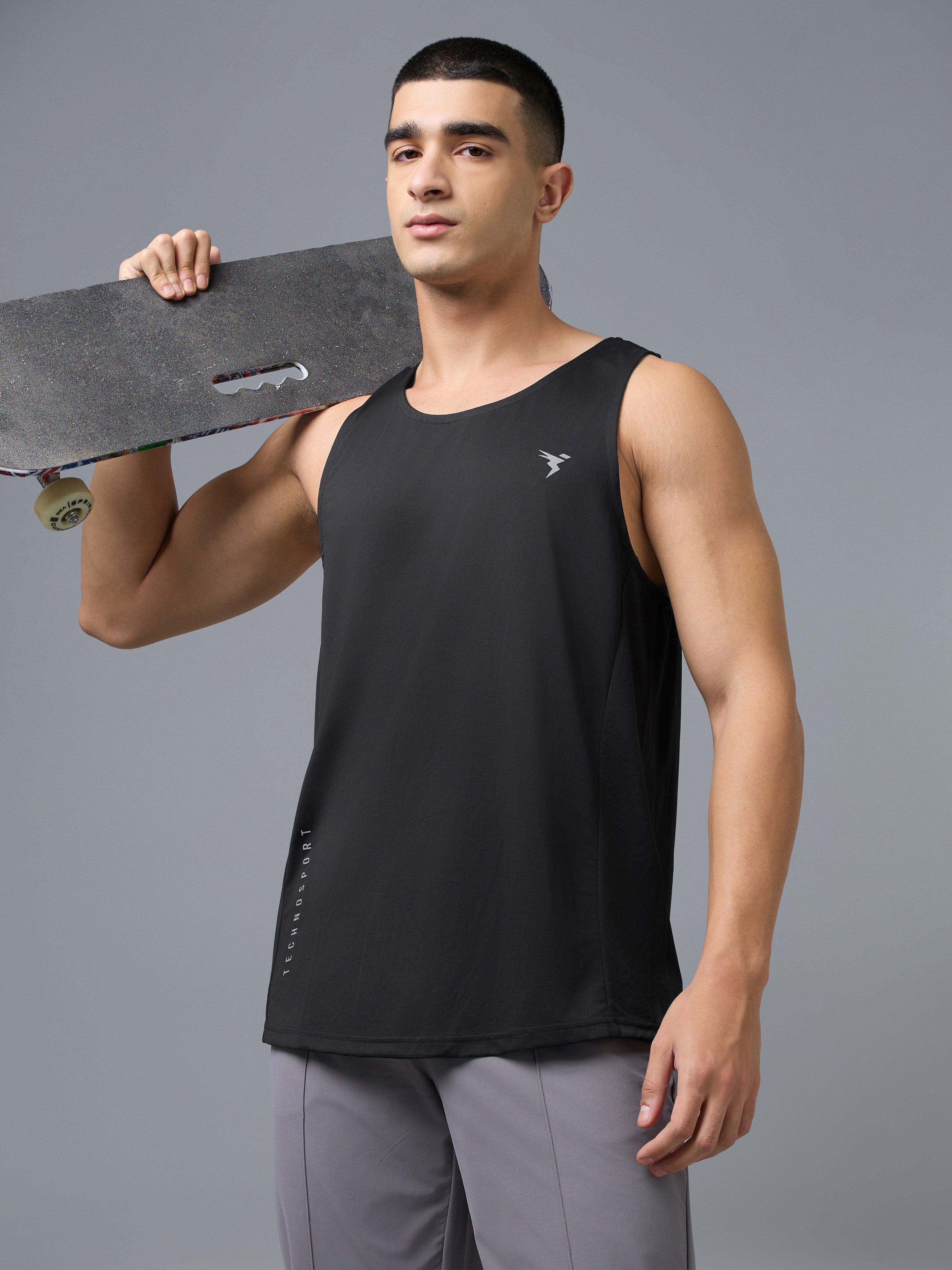 Men Jacquard Slim Fit Crew Neck Innerwear Vest with VENTMESH