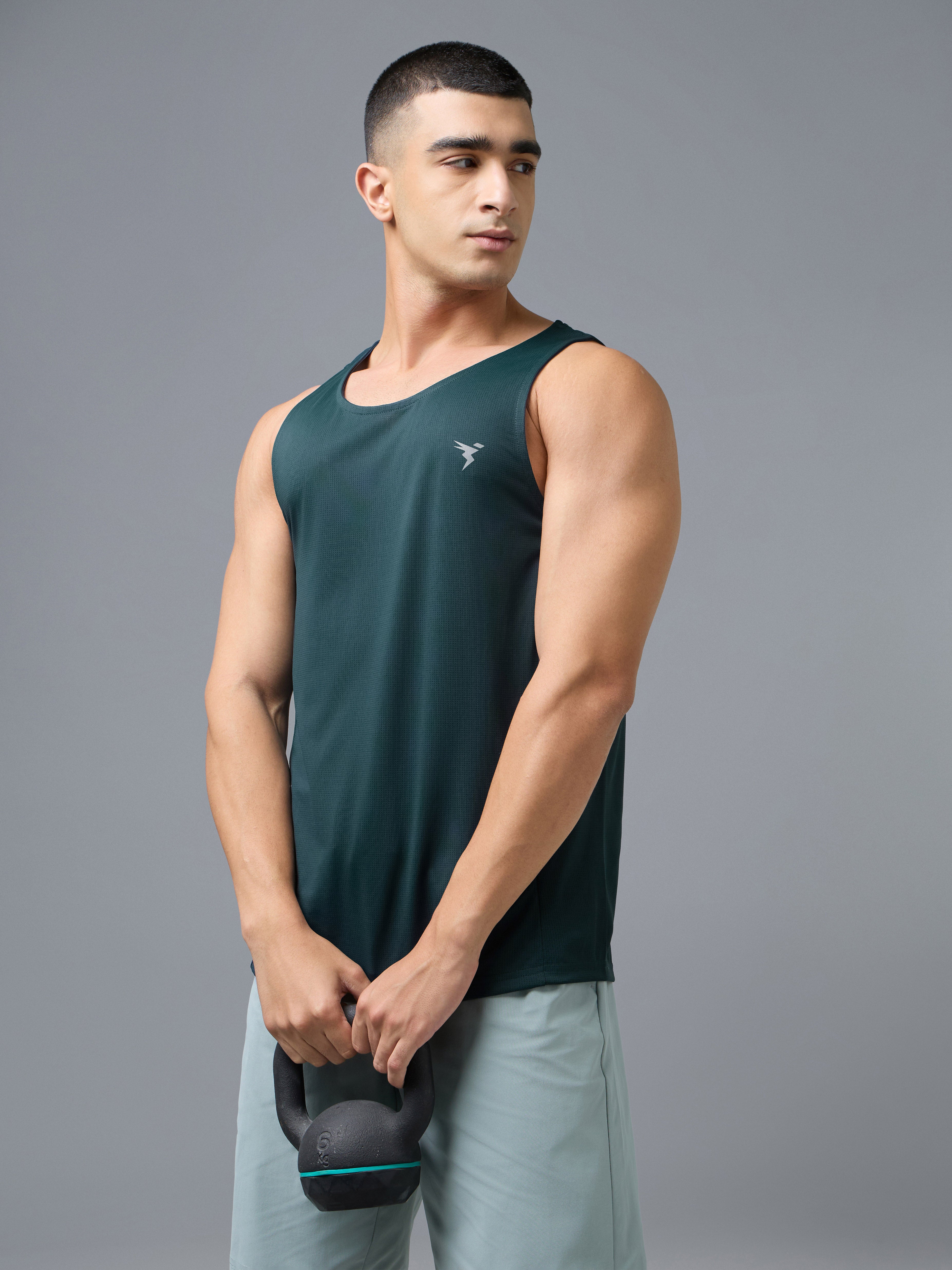 Men Jacquard Slim Fit Crew Neck Innerwear Vest with VENTMESH