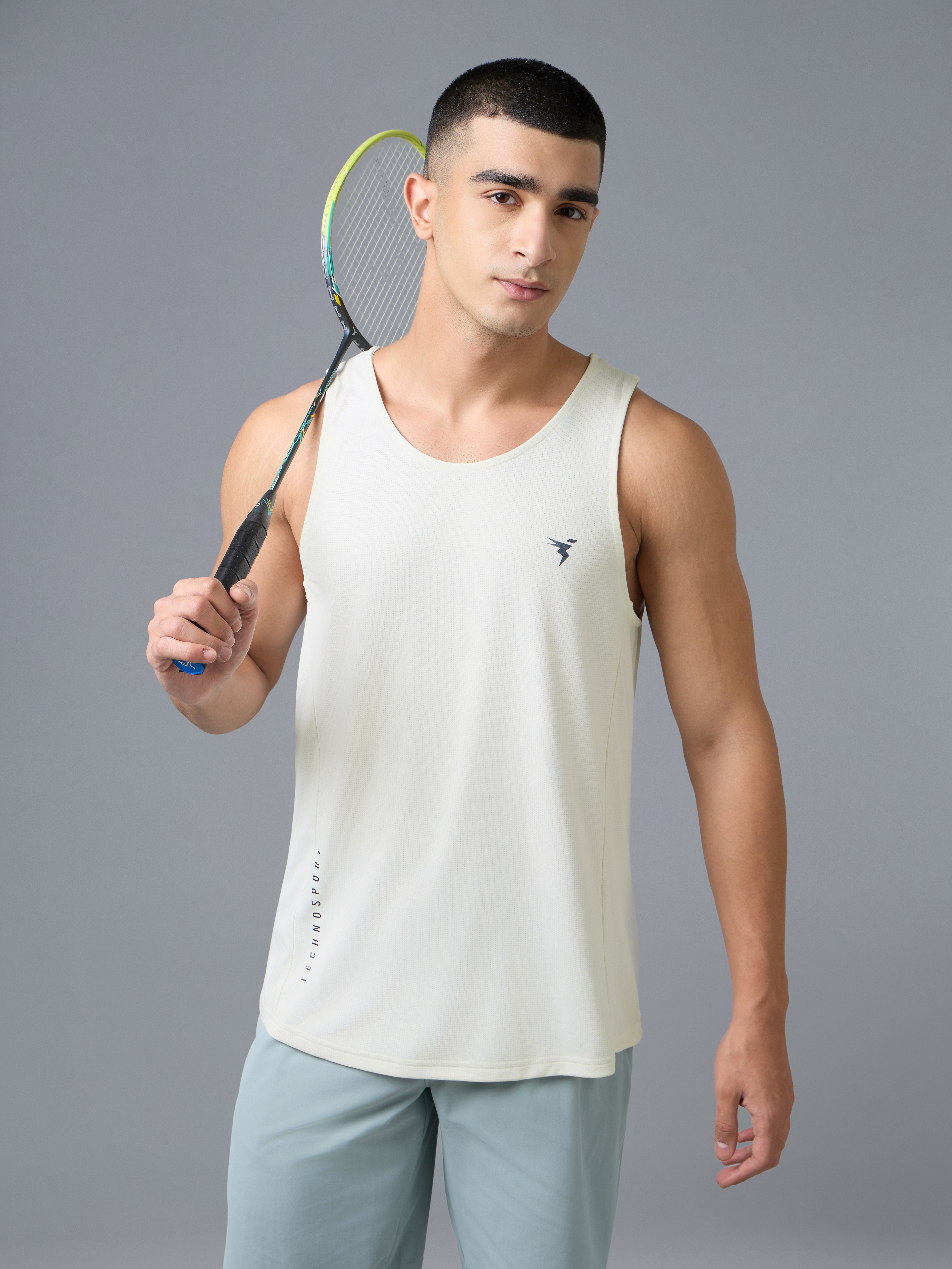 Men Jacquard Slim Fit Crew Neck Innerwear Vest with VENTMESH