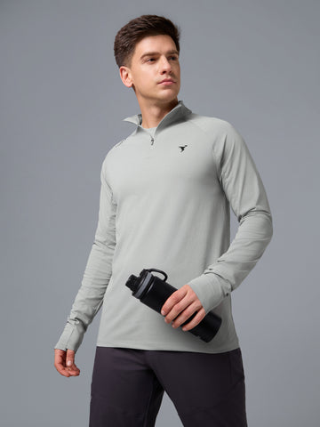 Men Solid Slim Fit Mock Neck T-shirt with COTFLEX