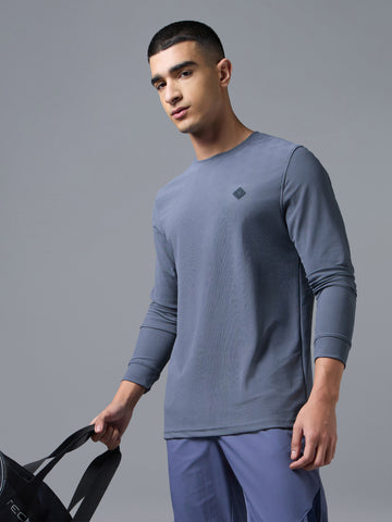 Men Jacquard Slim Fit Crew Neck Full sleeves Sports T-shirt with MATPIQ