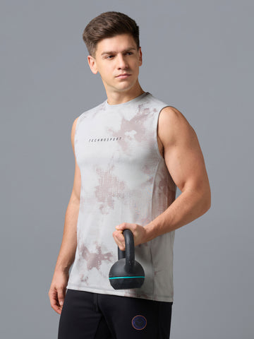 Men Melange Slim Fit Round Neck Sports Innerwear Vest with DOUBLE COOL
