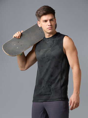 Men Melange Slim Fit Round Neck Sports Innerwear Vest with DOUBLE COOL