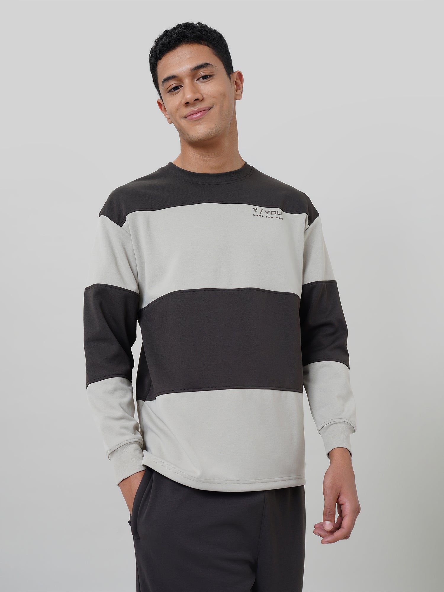 Men's Colorblock Crewneck Drop-Shoulder Sweatshirt with CLOUDFLEX